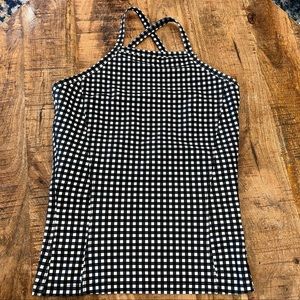 Albion Black and White Checkered Swim Top